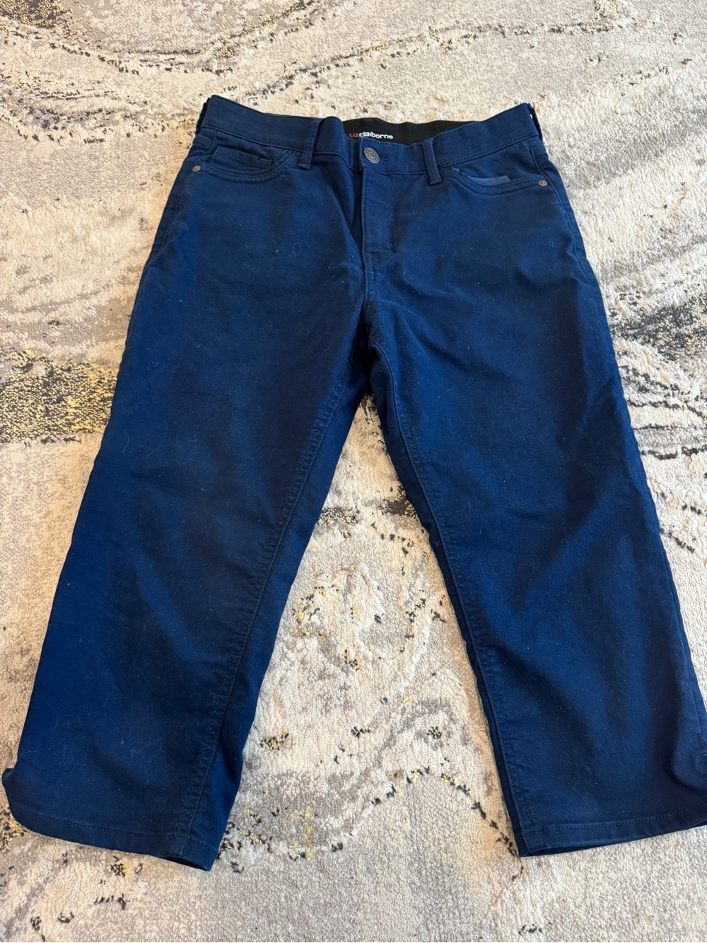 Liz Claiborne Navy Cropped Straight-Leg Pants